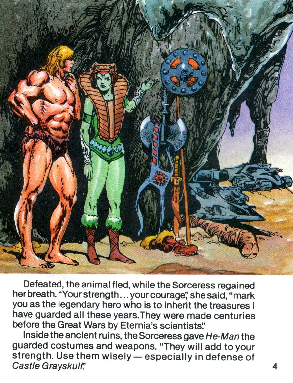 Interior page from He-Man and the Power Sword, page 3, painted by Alfredo Alcala, 1982