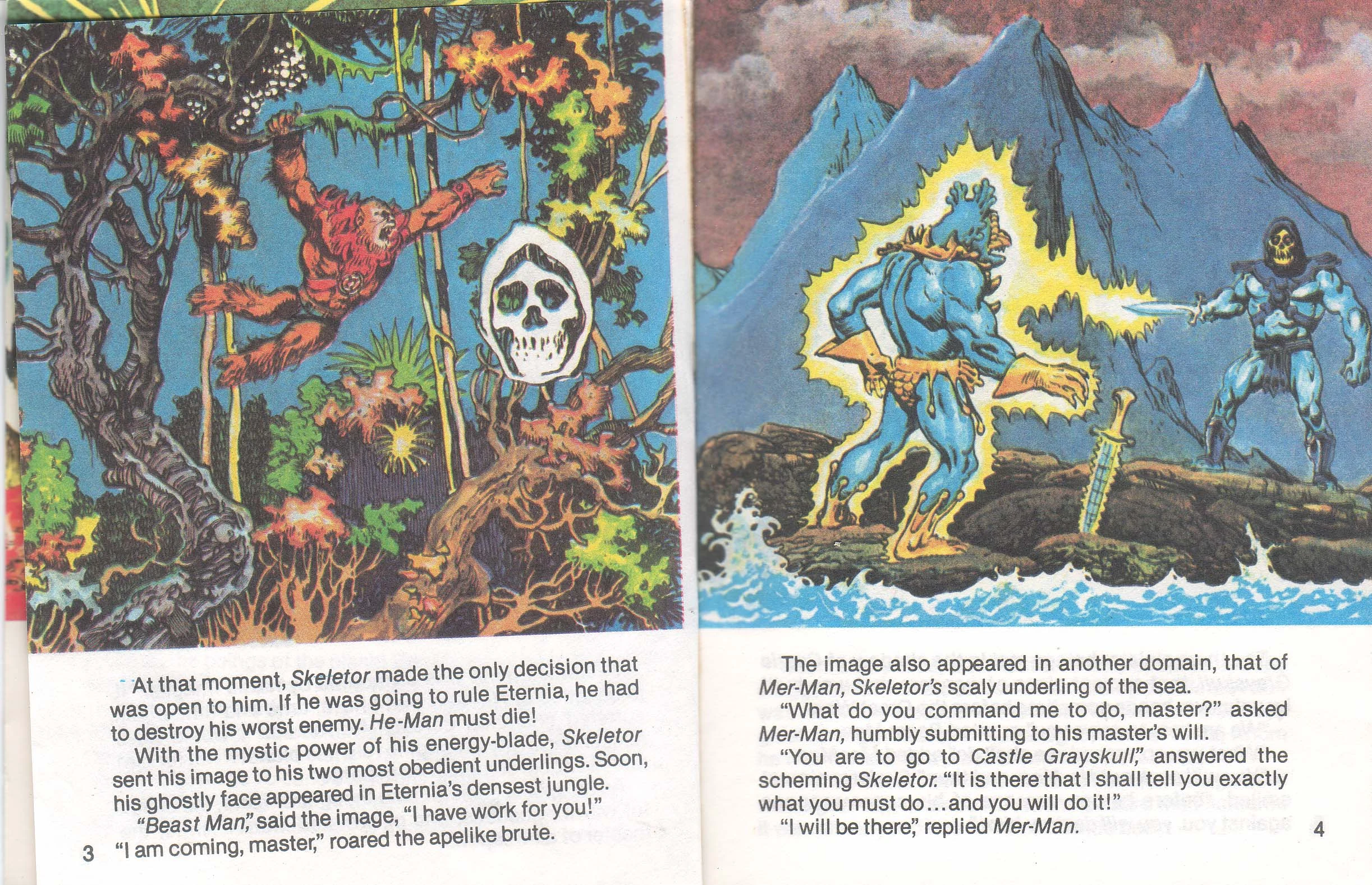 Interior page from The Vengeance of Skeletor, page 1, painted by Alfredo Alcala, 1982