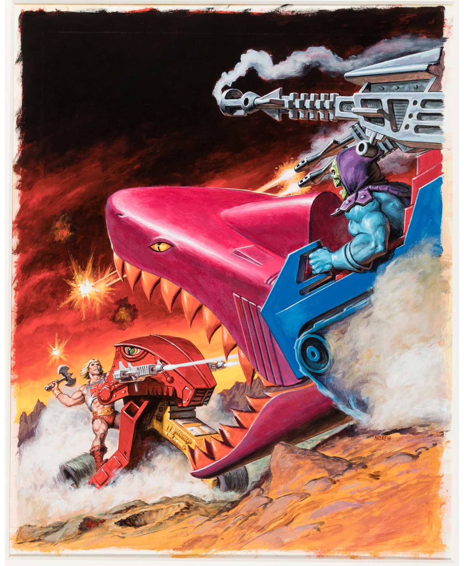 Land Shark Duel, original Masters of the Universe painting by Earl Norem