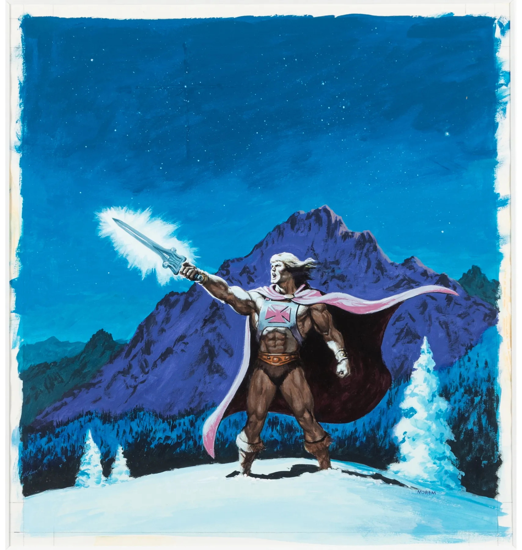 He-Man Summons the Power, original Masters of the Universe painting by Earl Norem